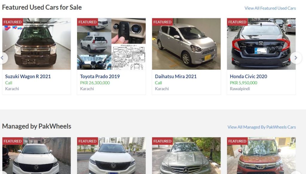 check marketplaces for used car in Pakistan